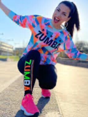 Zumba Fitness Multicolor Geometric Mesh Pullover Pink, Blue, Orange X Large